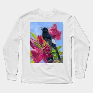 Shama Bird with Ginger Flowers Long Sleeve T-Shirt